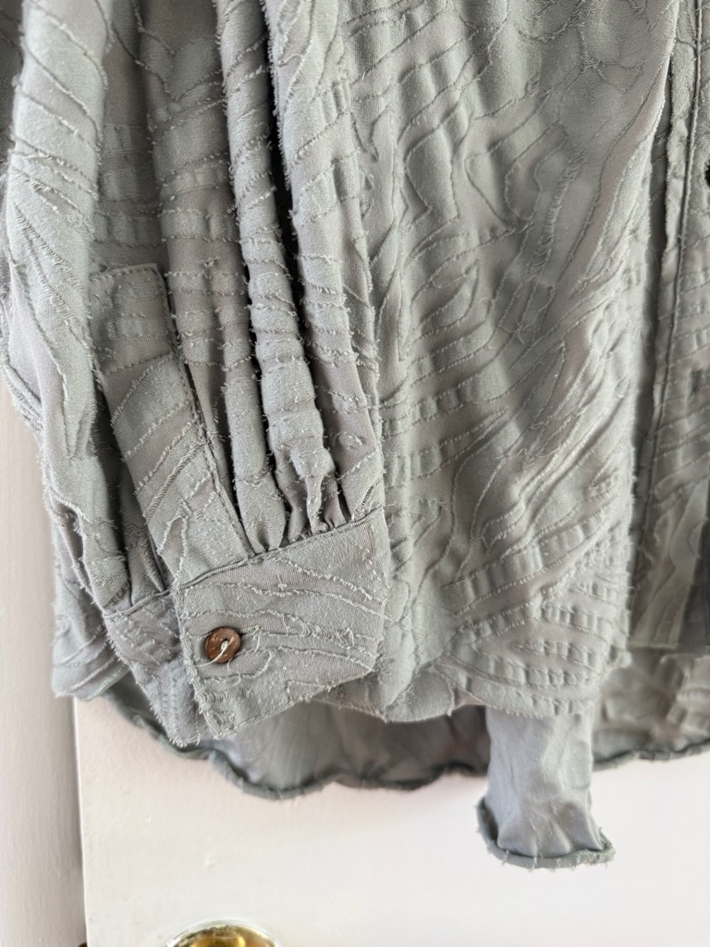 Free People Light Sage Green Relaxed Floral Button-Up - Picture 4 of 5